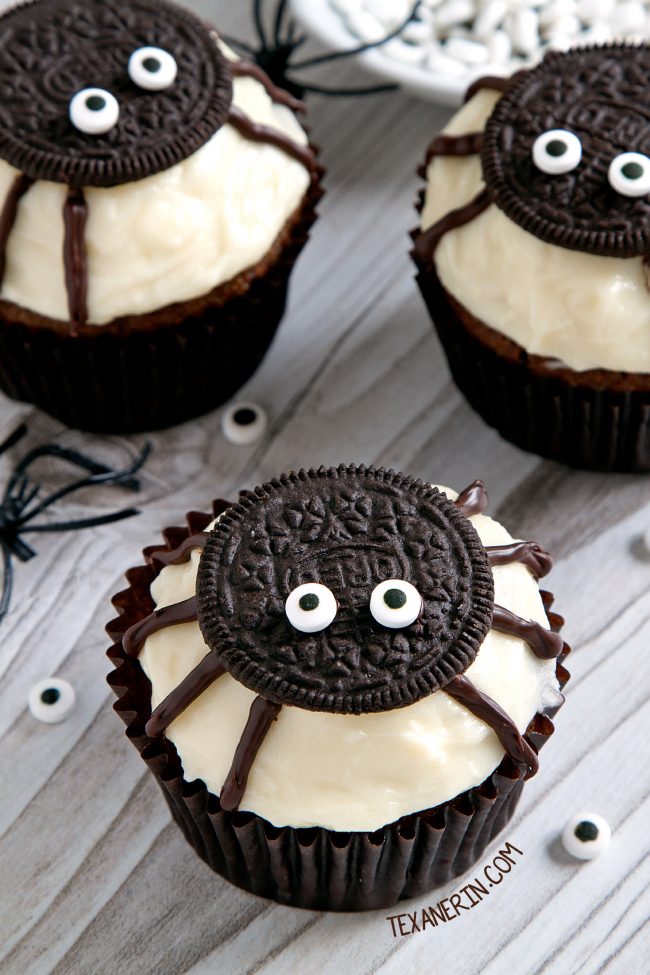 Spider Cupcakes for Halloween (gluten-free, vegan options) - Texanerin ...