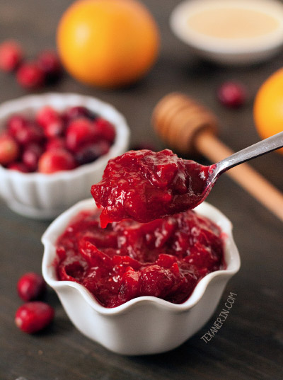 Honey-sweetened Orange Cranberry Sauce (vegan option) from Texanerin Baking