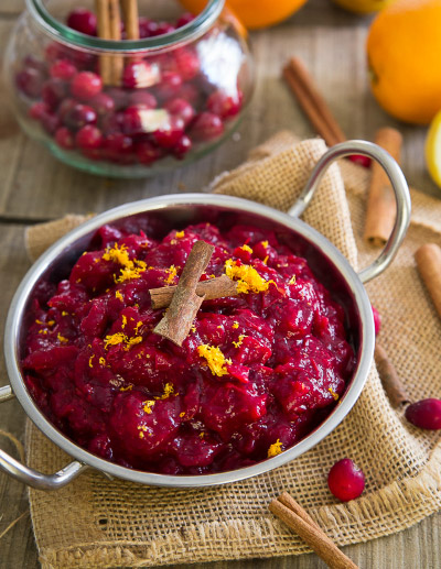 5-ingredient Slow Cooker Cranberry Sauce (vegan) from Running to the Kitchen