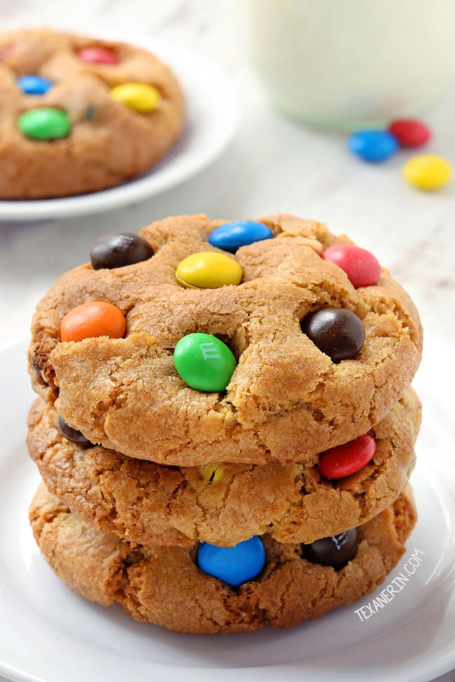 Gluten-free M&M Cookies (whole wheat and all-purpose flour options)