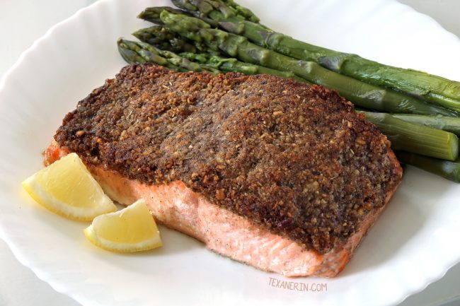 Easy Paleo Pecan-crusted Salmon (Whole30, grain-free, dairy-free, gluten-free)