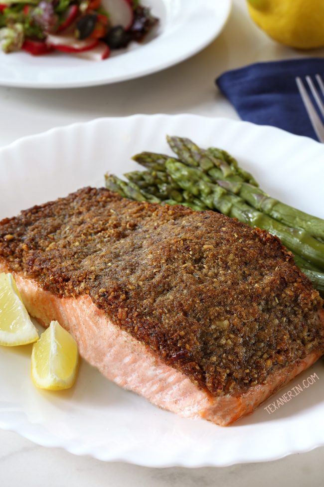 Easy Paleo Pecan-crusted Salmon (Whole30, grain-free, dairy-free, and gluten-free)