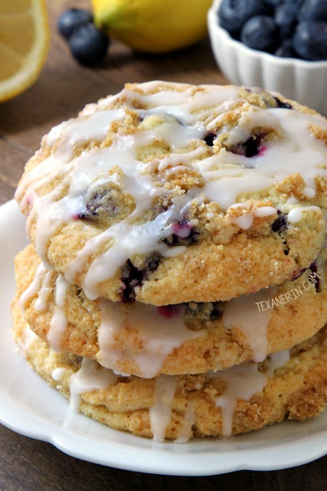 These delicious blueberry cookies have a streusel coating, lemon flavor and are just like a blueberry muffin top! With gluten-free, whole wheat and all-purpose flour options.