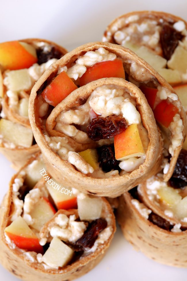 Healthy wraps with peanut butter, apple, and cottage cheese make a great make-ahead lunch perfect for the lunchbox. With a gluten-free option.