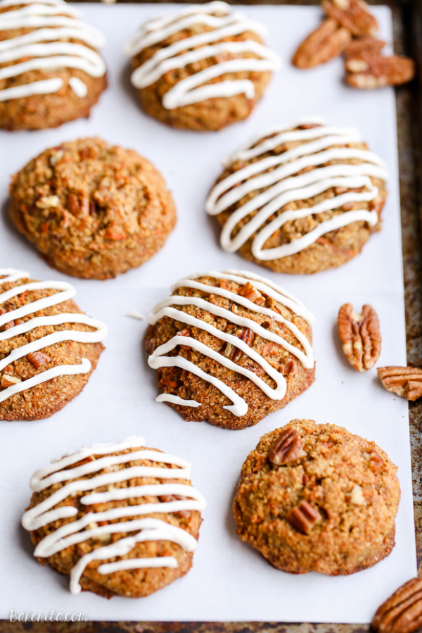 Carrot cake cookies with cream cheese glaze