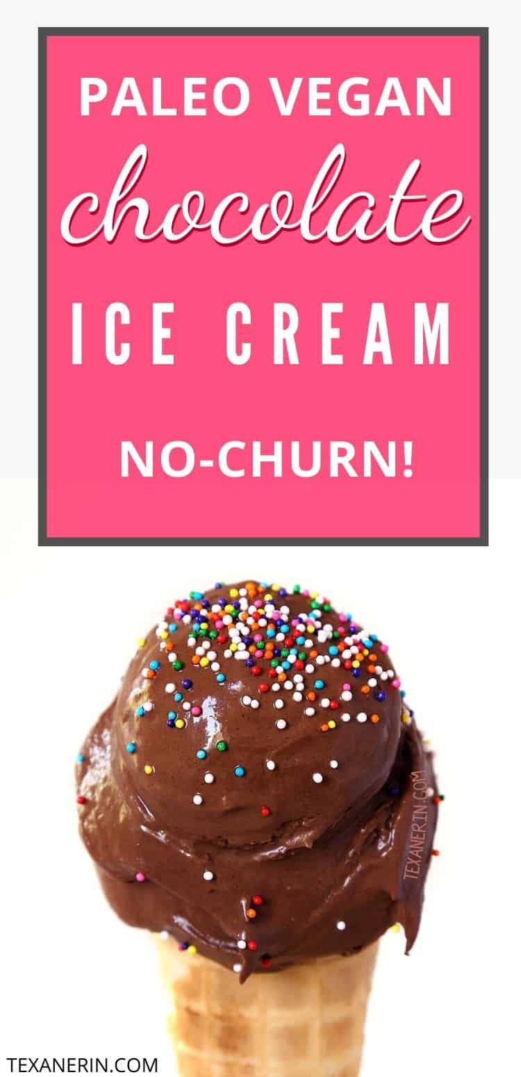 Vegan chocolate ice cream that's also paleo, nut-free and no-churn! Made with coconut cream but does not taste at all coconutty and the result is insanely rich and decadent.