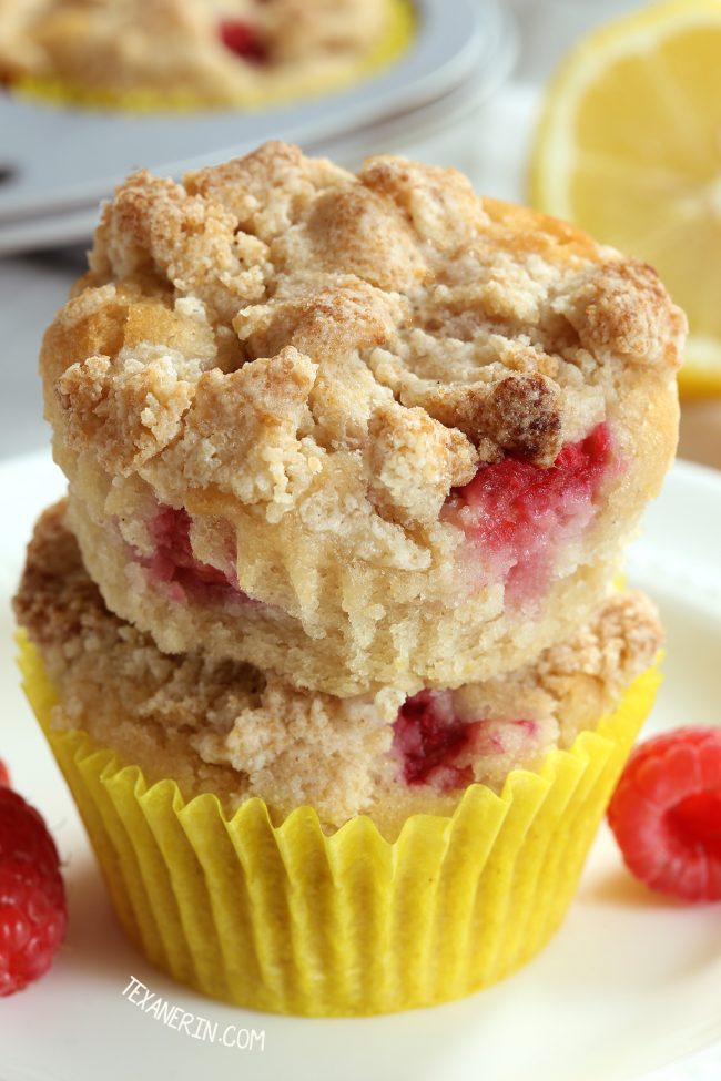 These Raspberry Lemon muffins are super moist, naturally vegan and can be made gluten-free, whole wheat or with all-purpose flour.
