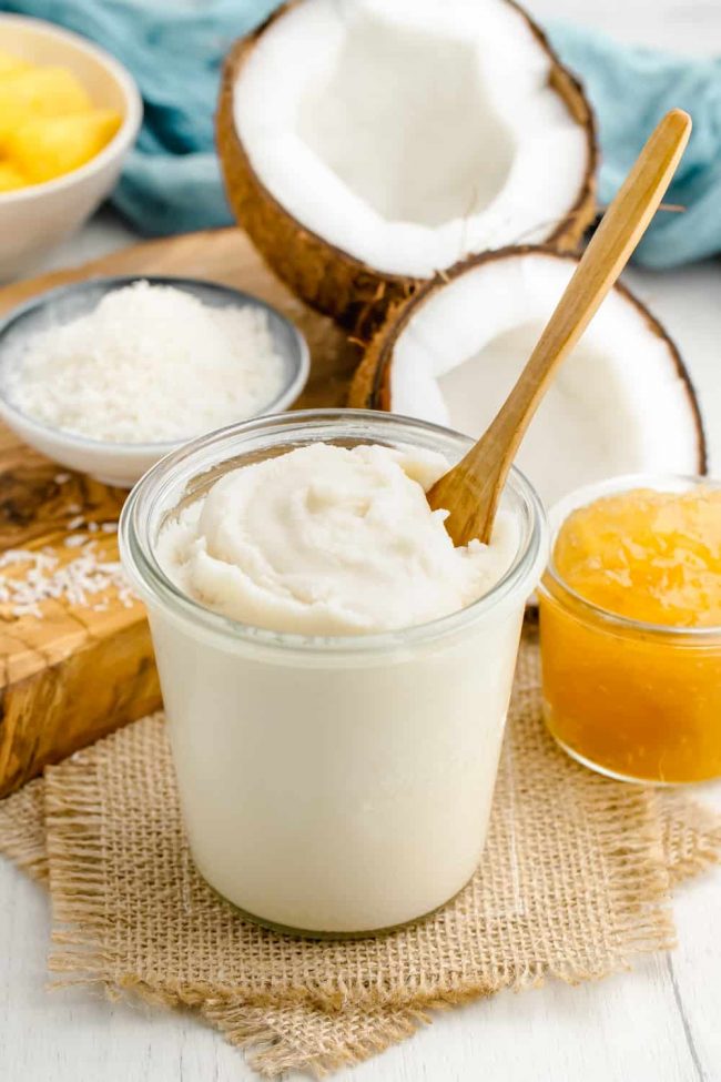 Homemade Coconut Butter – super easy and all you need is shredded coconut and a food processor or high-speed blender! Naturally paleo, vegan, and gluten-free.