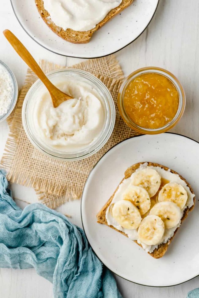 Homemade Coconut Butter – super easy and all you need is shredded coconut and a food processor or high-powered blender! Naturally paleo, vegan, and gluten-free.