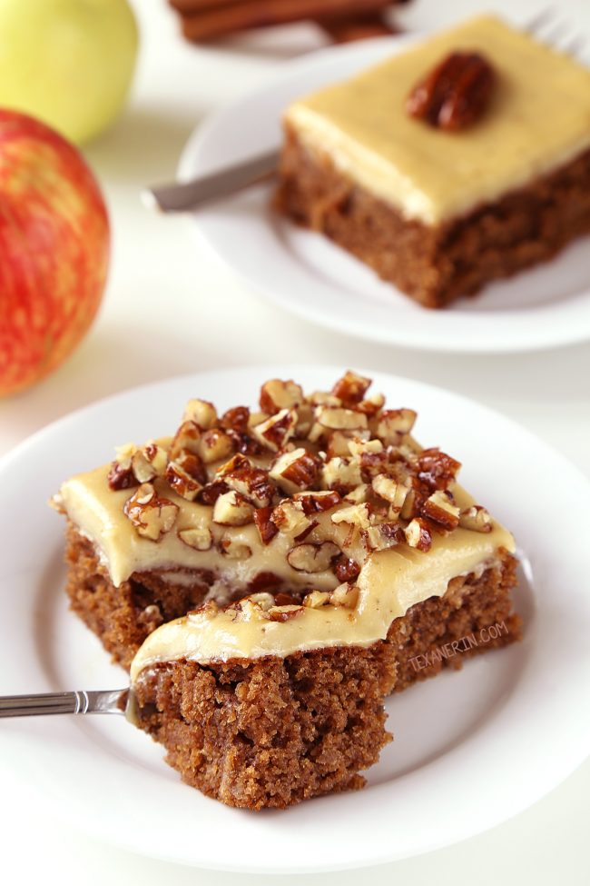 This easy and delicious paleo spice cake with maple cream cheese frosting is an easy to make treat perfect for fall and Thanksgiving! Grain-free, gluten-free and dairy-free.