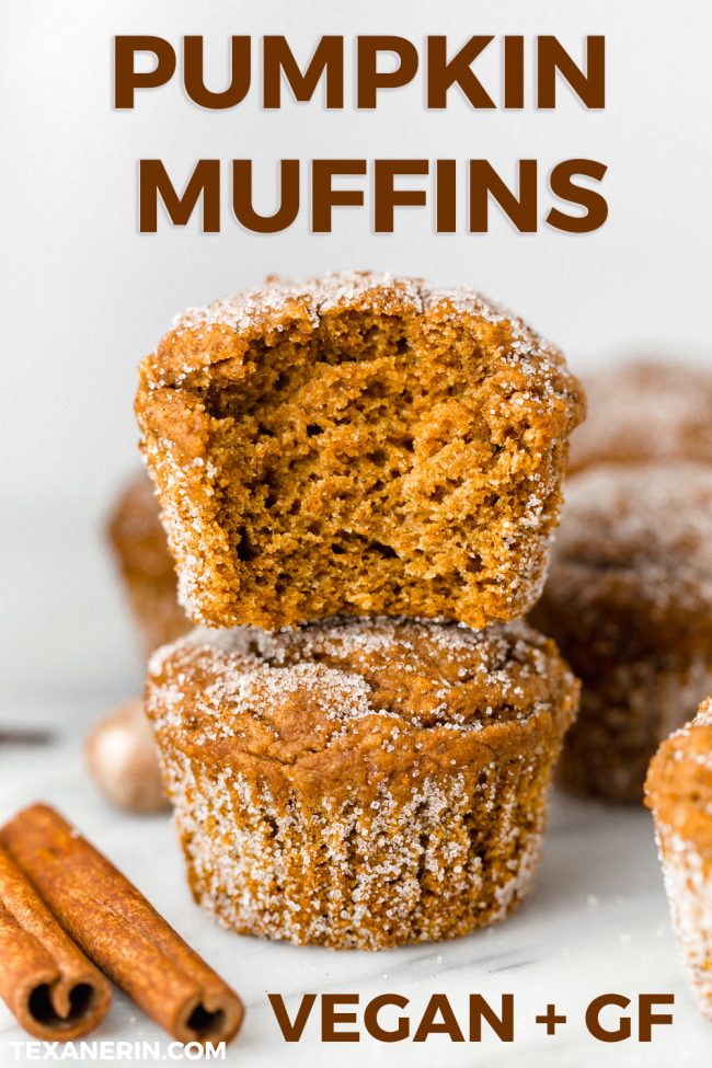 Delicious vegan pumpkin muffins lightly sweetened with maple syrup and covered in cinnamon sugar. With gluten-free and whole wheat options.