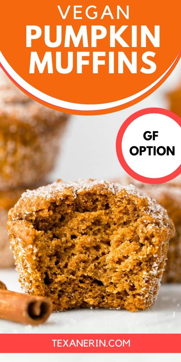 These vegan pumpkin muffins can be made with gluten-free, whole wheat or all-purpose flour. Naturally sweetened with maple syrup and covered in cinnamon sugar!