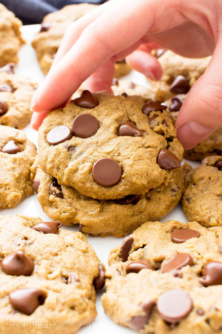 Gluten-free Vegan Oat Flour Chocolate Chip Cookies from Beaming Baker