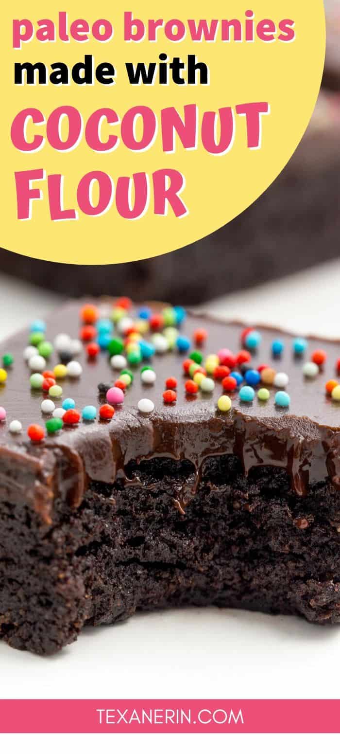 These coconut flour brownies are super fudgy and are also paleo, grain-free and dairy-free! Topped with chocolate fudge frosting.