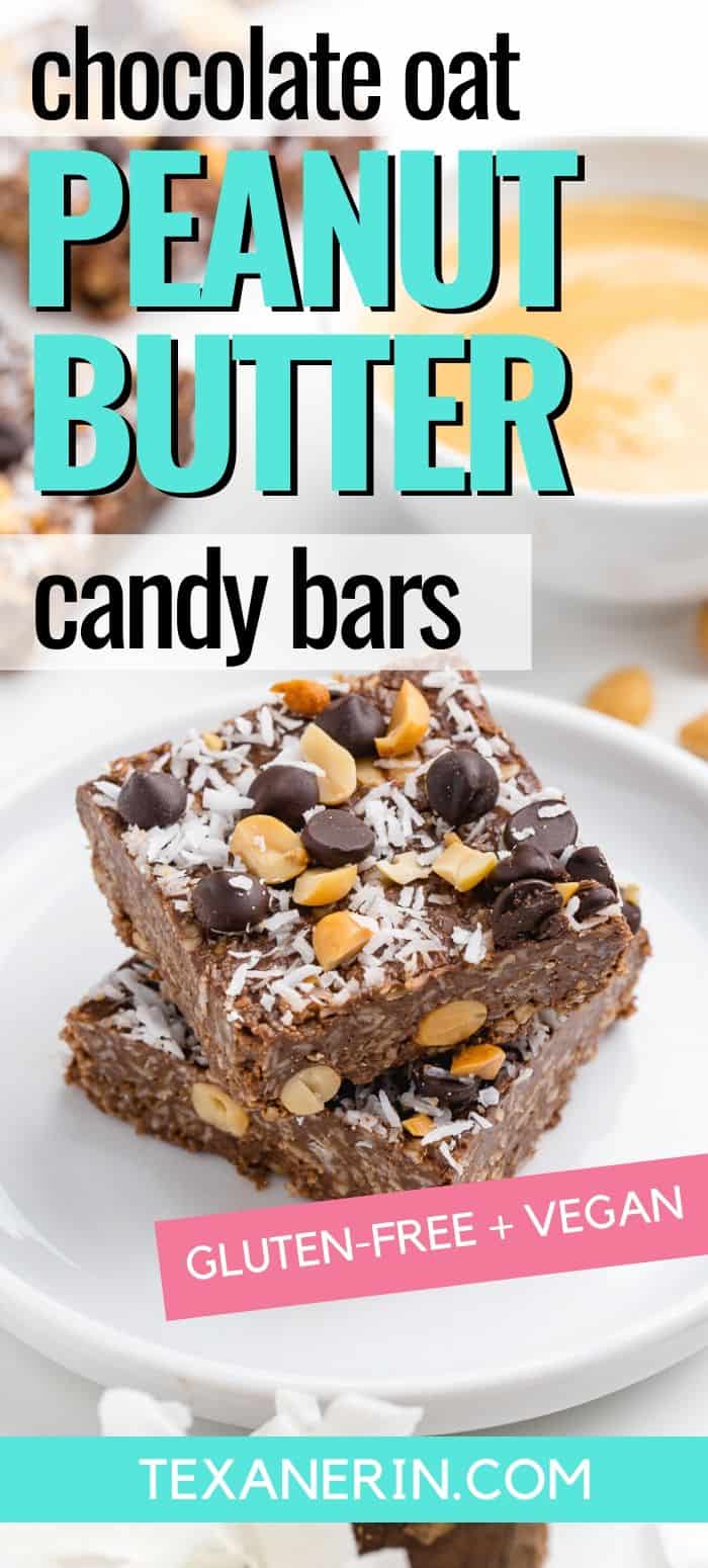 These peanut butter oatmeal bars are super quick, easy, no-bake and naturally gluten-free and 100% whole grain. With a vegan option.
