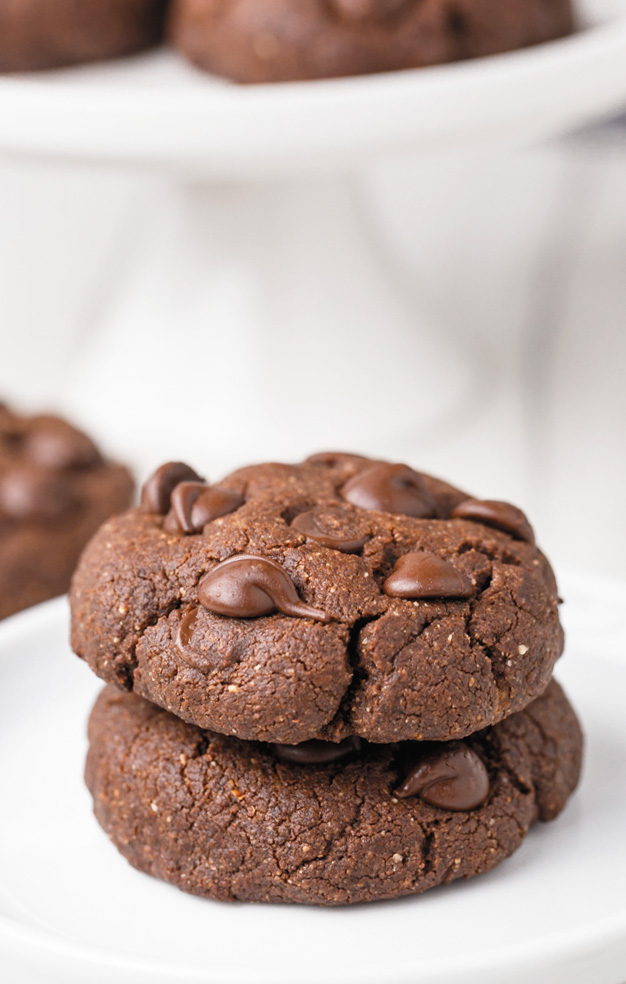 These delicious chocolate coconut flour cookies have the perfect texture and taste just like regular double chocolate cookies! This recipe is paleo with vegan and keto options. With a how-to recipe video.