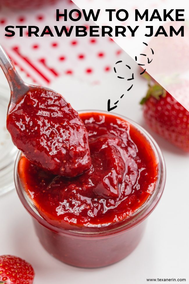 Wondering how to make strawberry jam? All you need to do is boil a few ingredients you probably already have! This amazingly easy, pectin-free and lower in sugar homemade strawberry jam can also be sweetened naturally and is paleo and vegan. With a how-to recipe video.