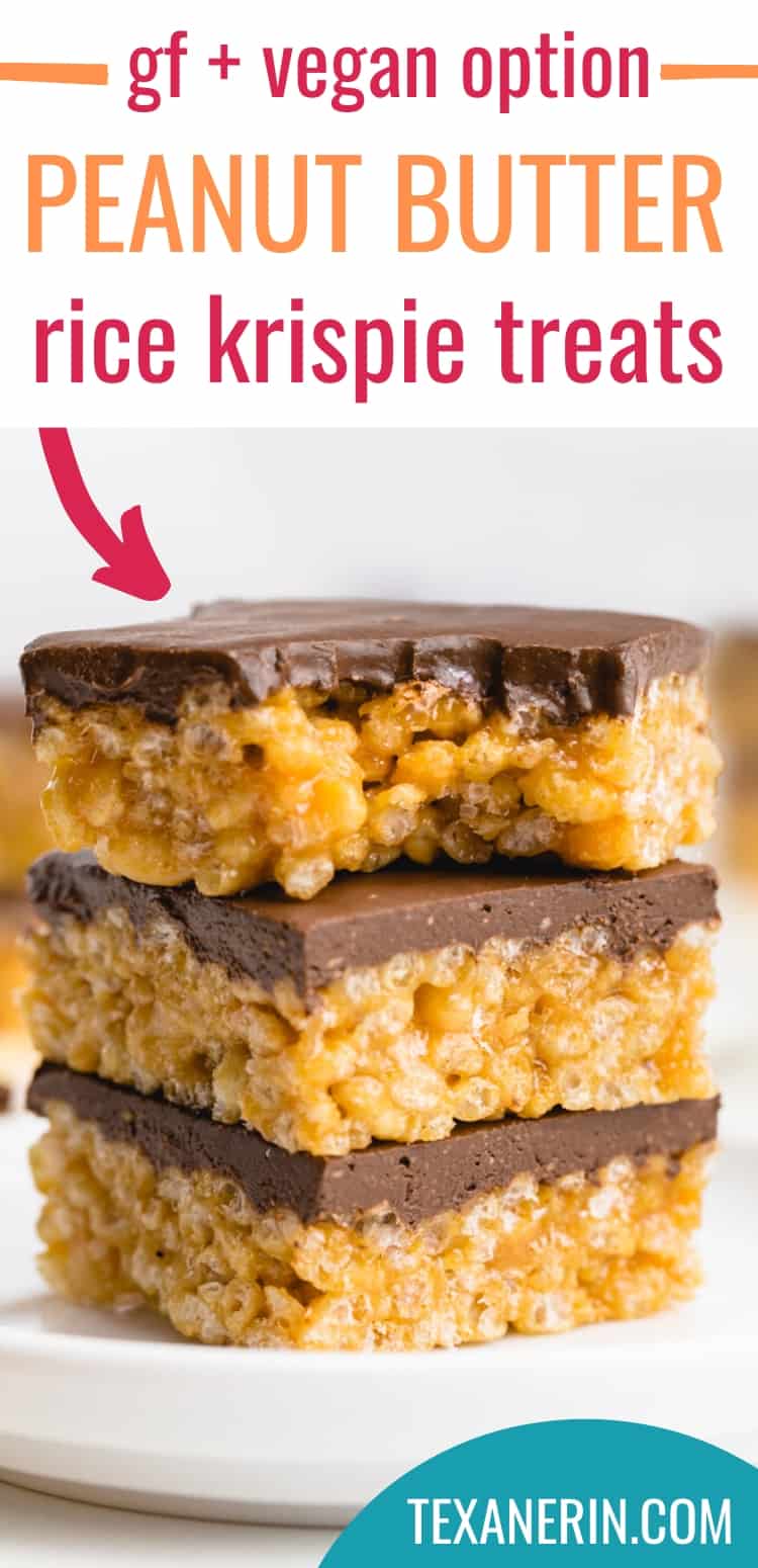 These peanut butter rice krispie treats are nice and chewy, naturally sweetened and incredibly quick and simple to put together! Gluten-free, 100% whole grain, vegan and with a nut-free option. An amazing gluten-free dessert!