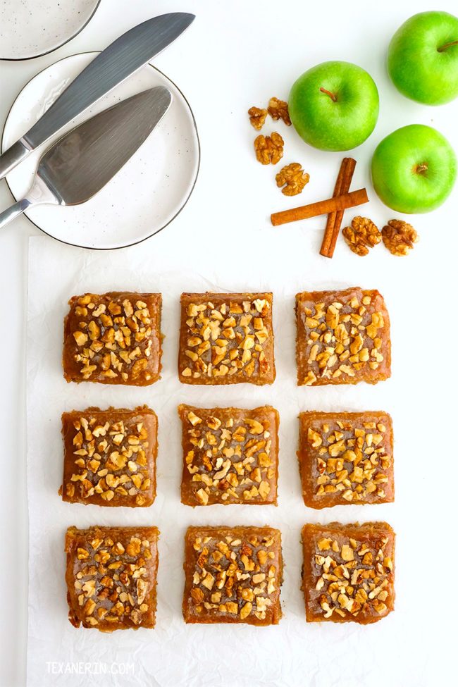 This delicious paleo apple cake is super moist, flavorful and made with a blend of almond and coconut flours for the best texture. With caramel fudge frosting.