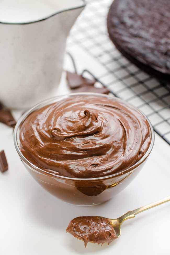 This vegan =chocolate frosting is super easy and just requires three ingredients! Can easily be made paleo.