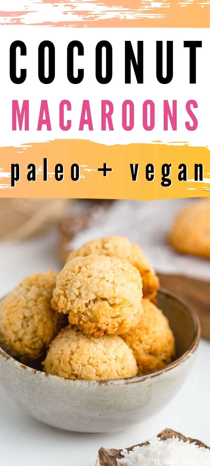 Vegan coconut macaroons that are chewy on the inside and crisp on the outside! They taste like regular macaroons but are paleo and maple-sweetened.