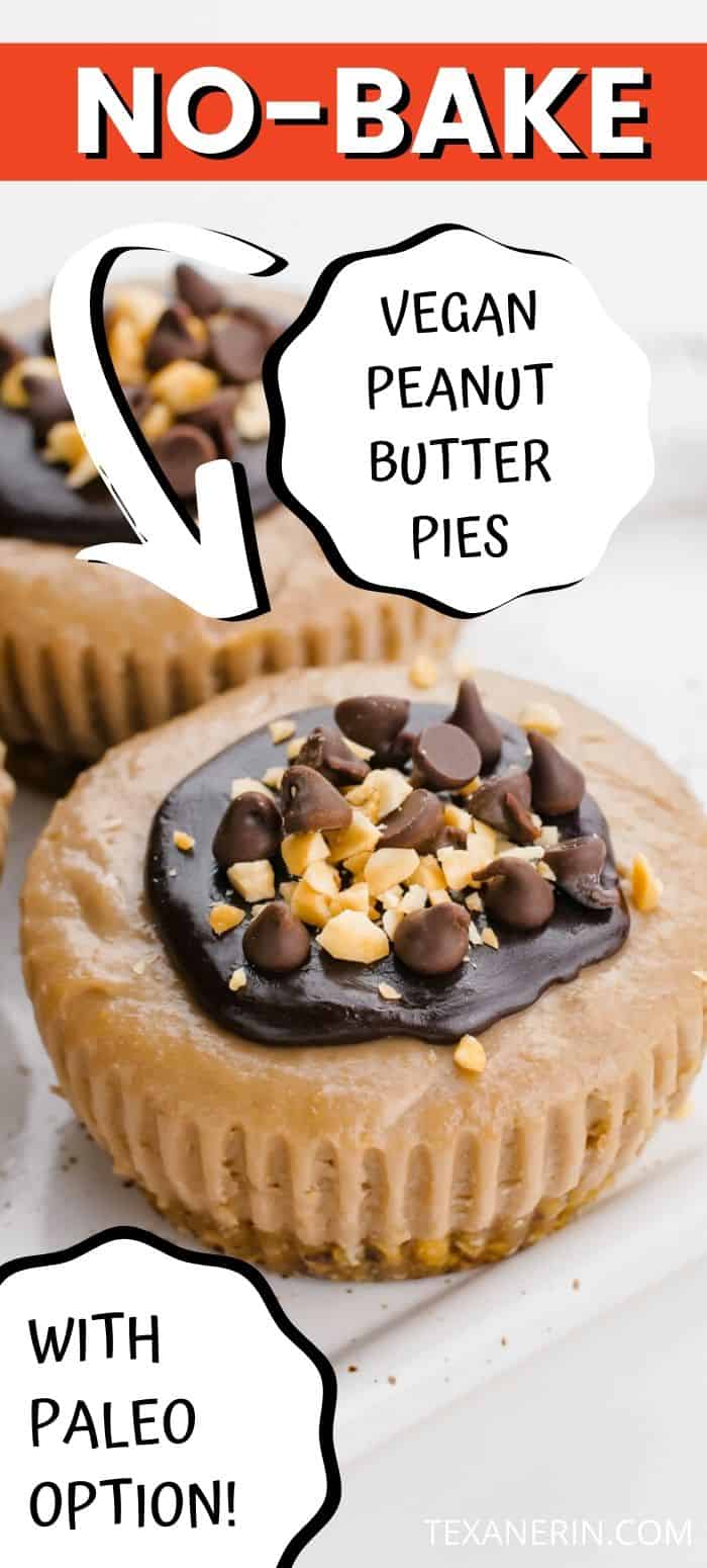 These vegan no-bake peanut butter pies are made a little healthier with the help of bananas, coconut milk and maple syrup. With a paleo option.
