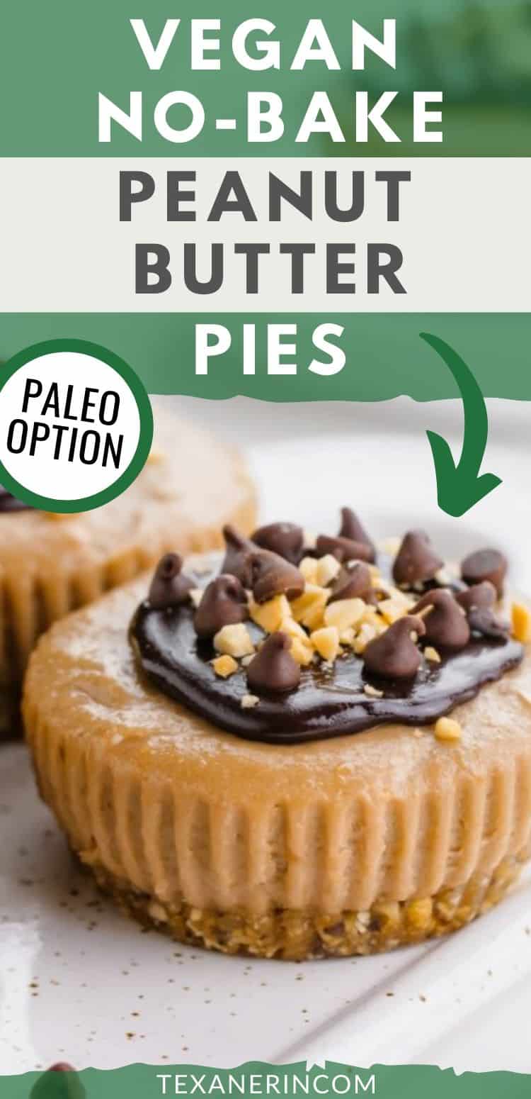 These vegan no-bake peanut butter pies are made a little healthier with the help of bananas, coconut milk and maple syrup. With a paleo option.
