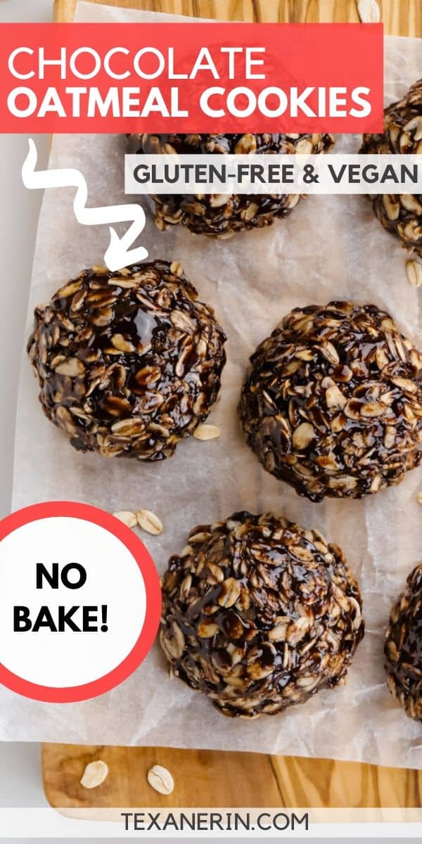 These no-bake chocolate oatmeal cookies are wonderfully chewy, easy to make and are vegan and gluten-free. With a nut-free option.