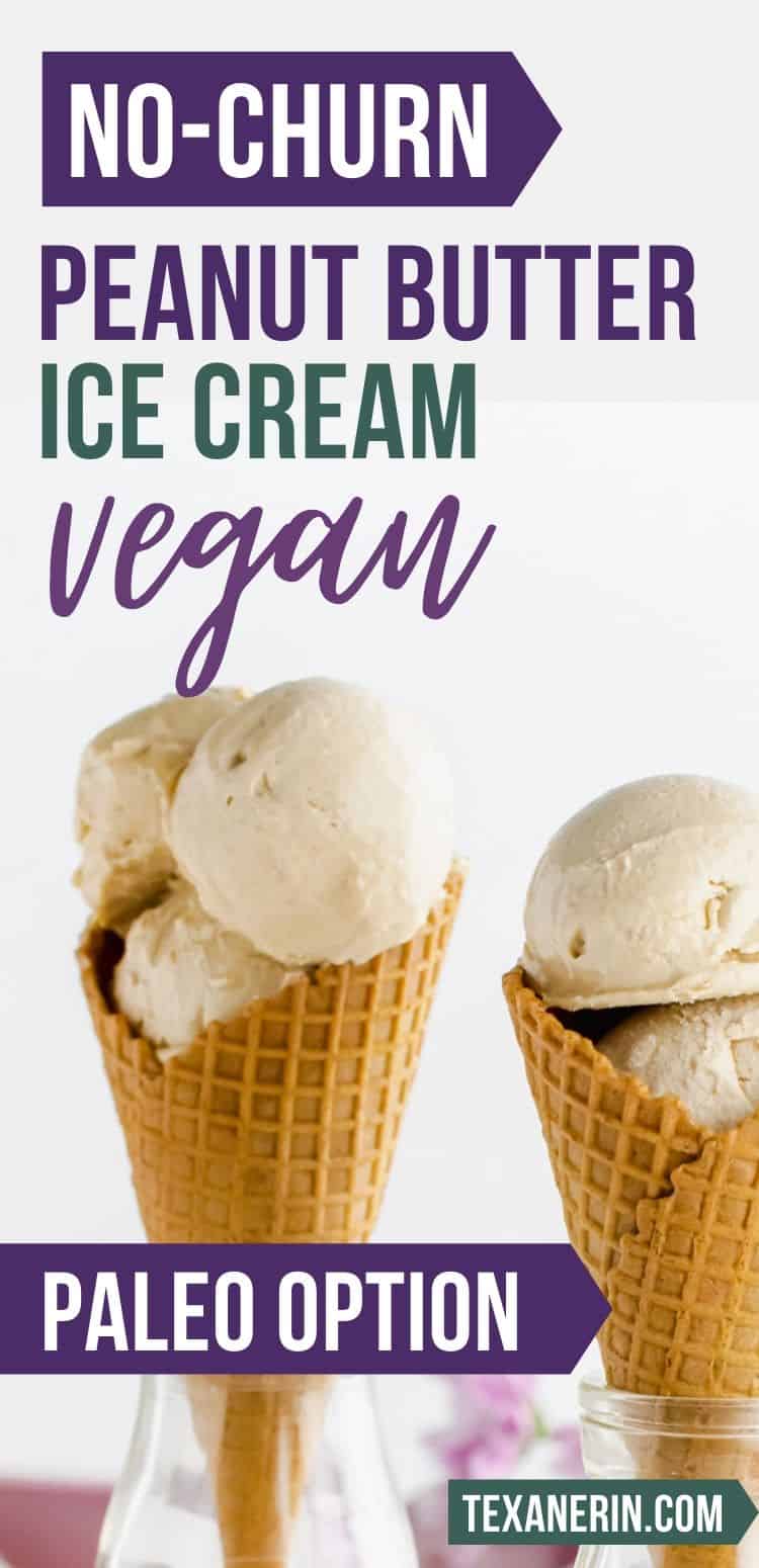 This healthy peanut butter ice cream does not taste at all healthy but is rich, dense and creamy. It's no-cook, no-churn and doesn't freeze rock hard! Can be made with sunflower seed butter for a paleo and nut-free version and it's also vegan.