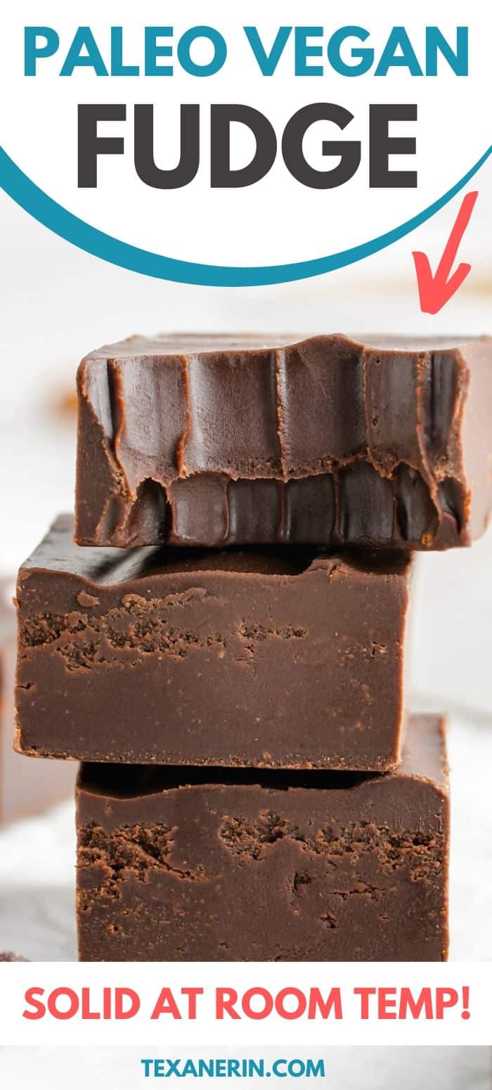 This vegan fudge is super creamy, easy to make and stays solid at room temperature! It really tastes like traditional fudge and can also be made paleo.