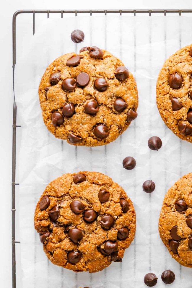 These amazing paleo chocolate chip cookies are thick, chewy and have the perfect texture. Many of the reviewers have called these the best cookies ever and said that nobody had a clue that they were paleo (or even gluten-free)! Vegan and keto options.