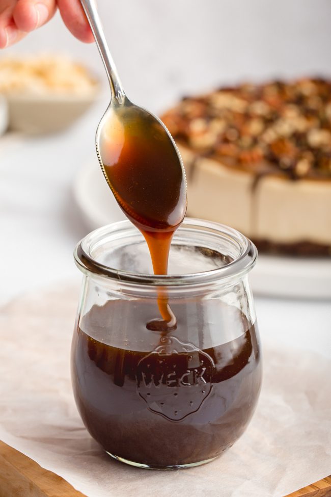 This Vegan Caramel Sauce is also paleo and is only 3 ingredients (plus salt and vanilla!). 