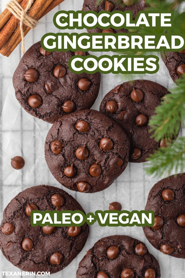 These chocolate gingerbread cookies are perfectly soft, chewy and loaded with spicy Christmas goodness. Includes a vegan option.