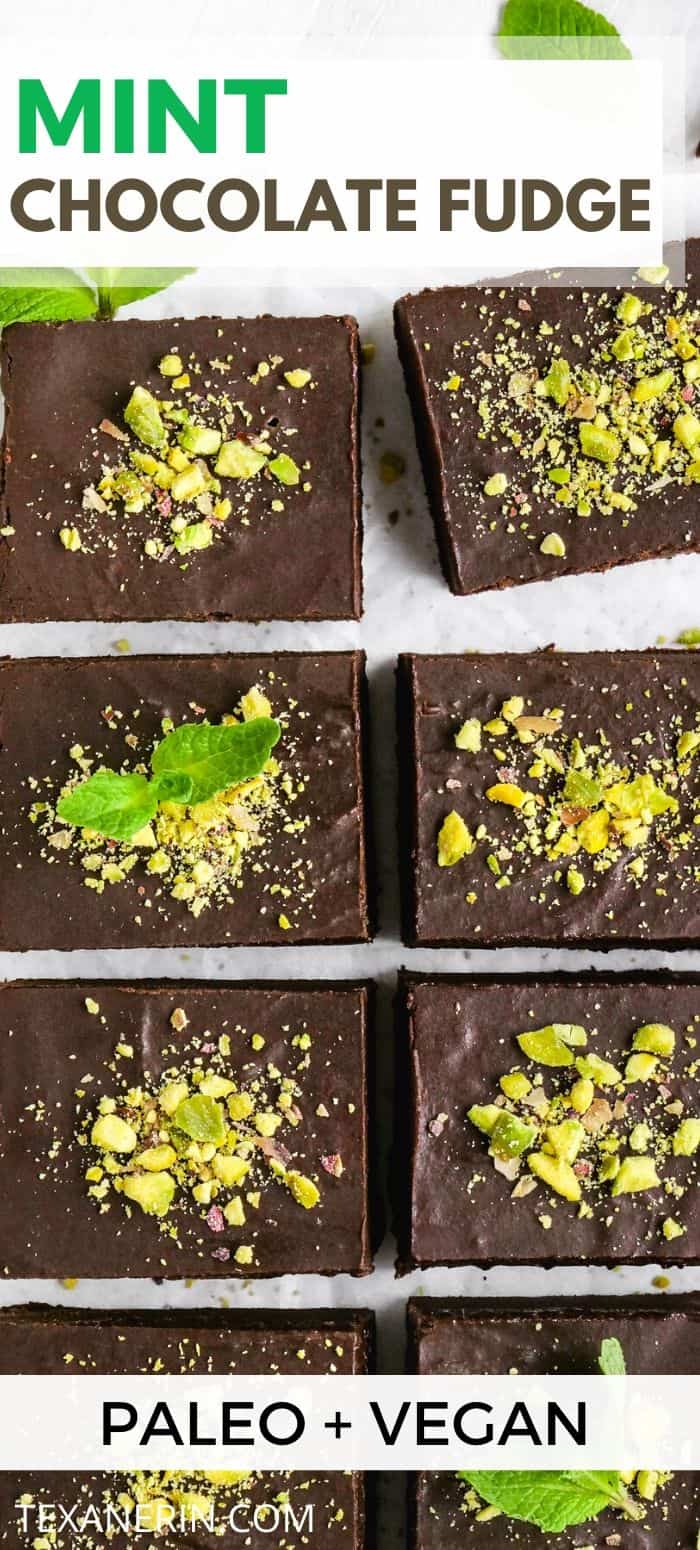 This mint chocolate fudge is creamy, easy to make and is a little healthier than traditional fudge (but no less delicious!). It's also paleo and vegan.