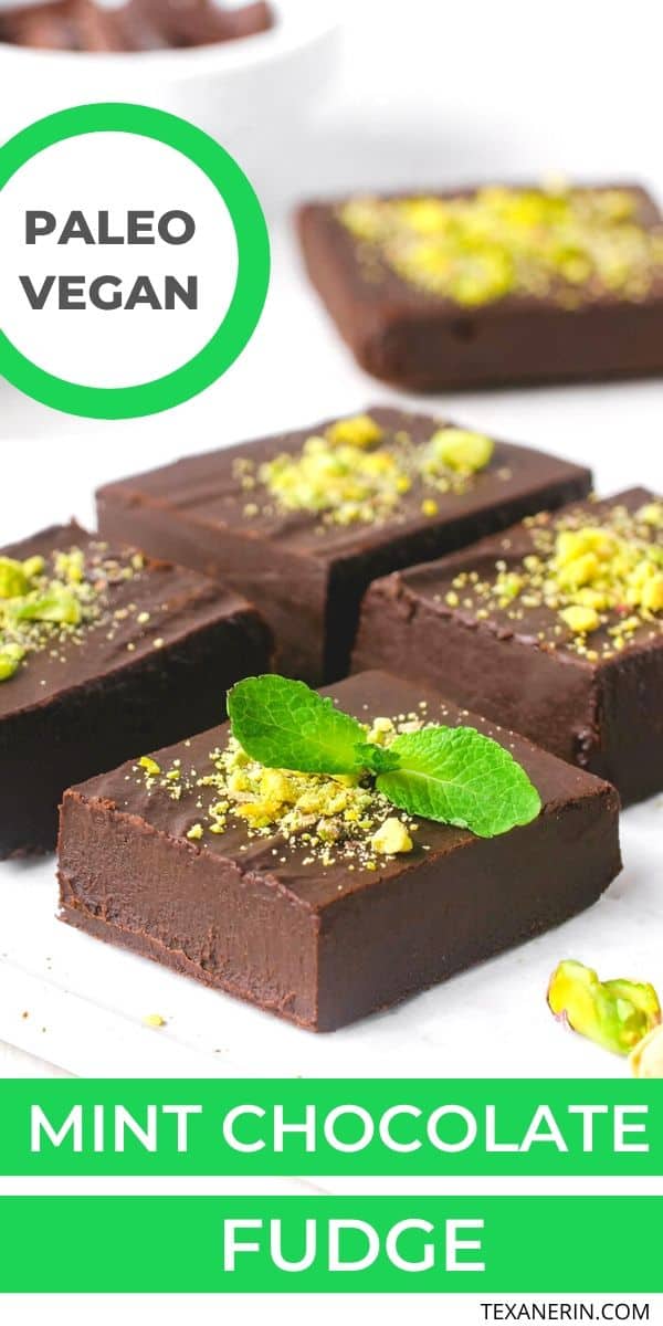 This mint chocolate fudge is creamy, easy to make and is a little healthier than traditional fudge (but no less delicious!). It's also paleo + vegan.