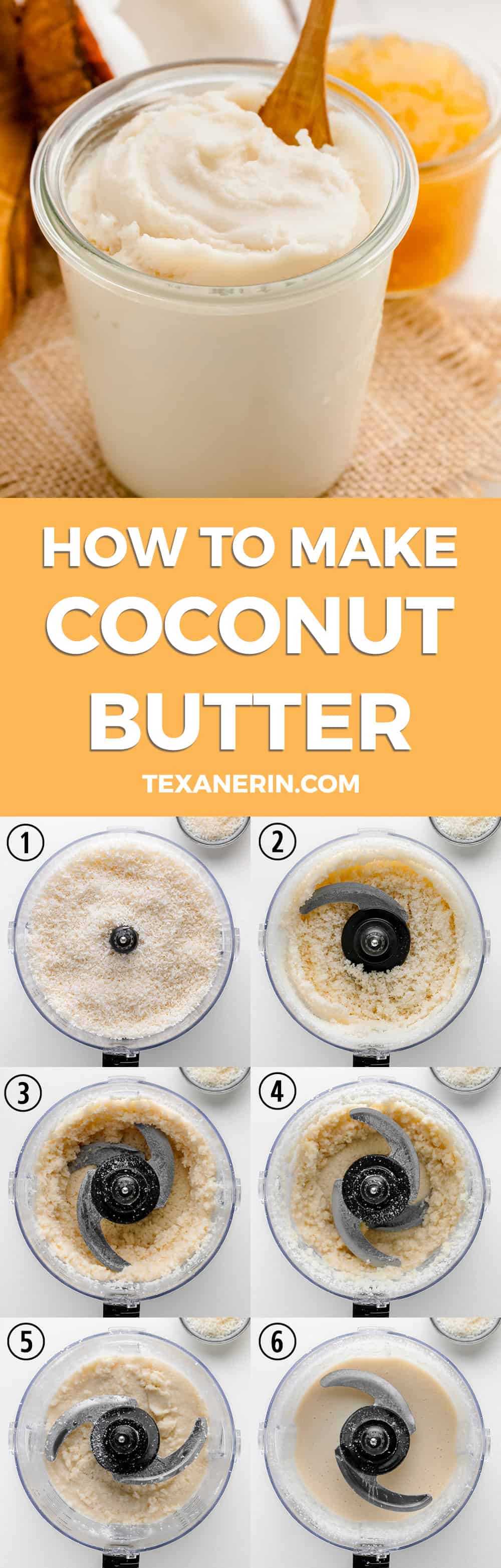 Homemade Coconut Butter – super easy and all you need is shredded coconut and a food processor or high-powered blender! Naturally paleo, vegan, and gluten-free.