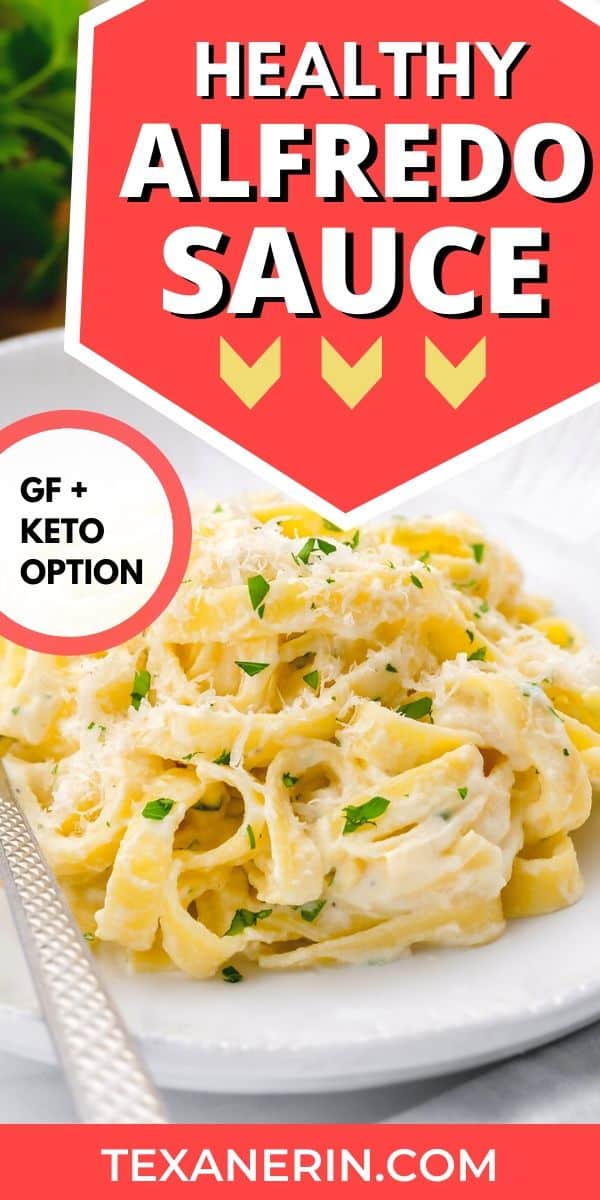 This healthy alfredo sauce recipe skips on the cream but not on the taste! It's creamy and cheesy with a little lemon zest for extra flavor. With grain-free and keto options.