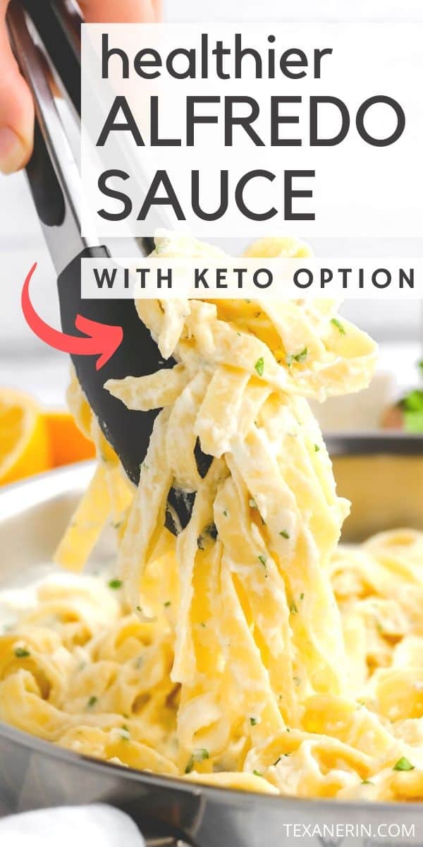 This healthy alfredo sauce recipe skips on the cream but not on the taste! It's creamy and cheesy with a little lemon zest for extra flavor. With grain-free and keto options.
