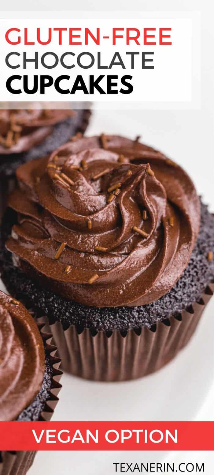 These gluten-free chocolate cupcakes are incredibly moist and just as delicious as traditional cupcakes! With vegan and dairy-free options.