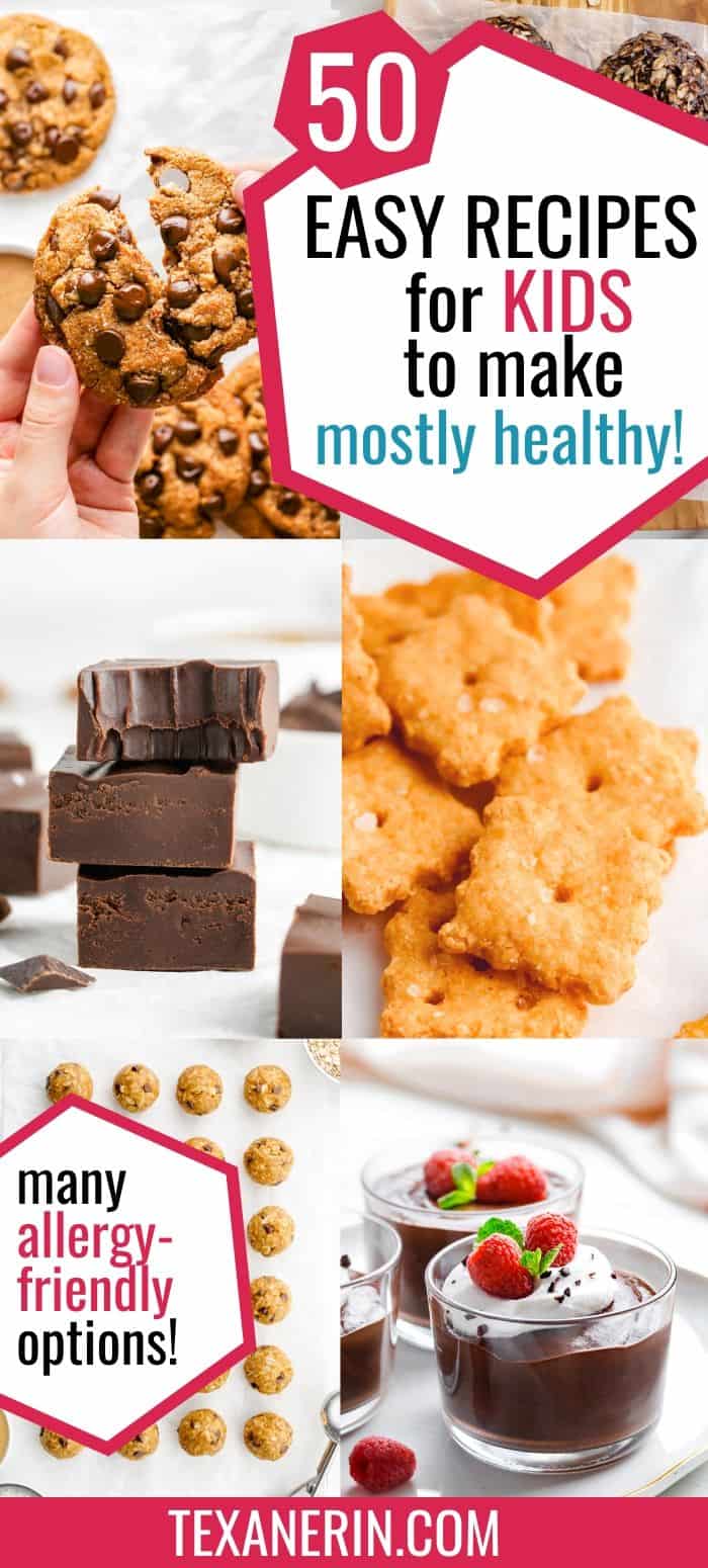 50 Easy Recipes for Kids To Make – mostly healthy recipes for kids! Divided into how easy they are to make and includes lots of gluten-free, vegan, paleo and nut-free options.