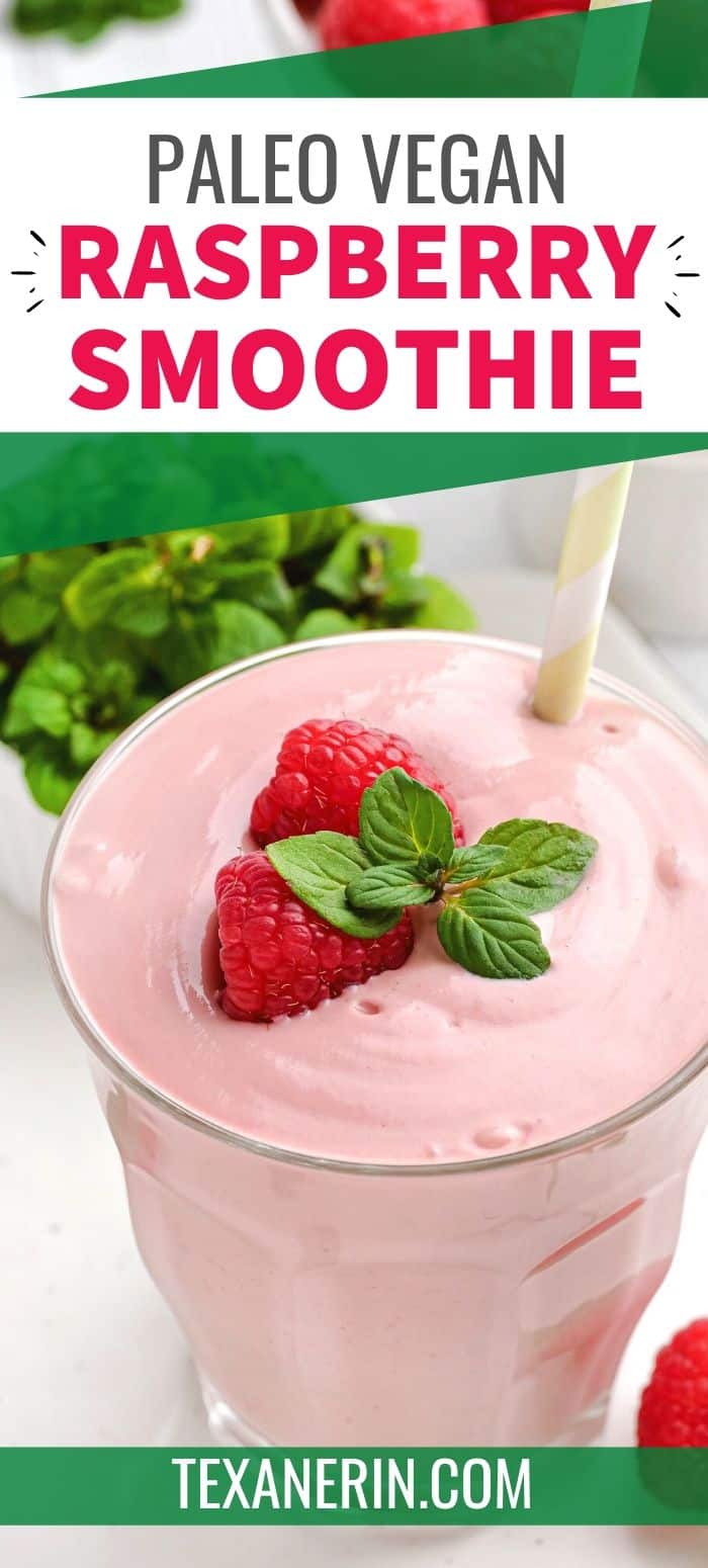 This raspberry smoothie is super thick thanks to bananas, avocado and yogurt and can also be made paleo and vegan by simply using coconut milk yogurt.