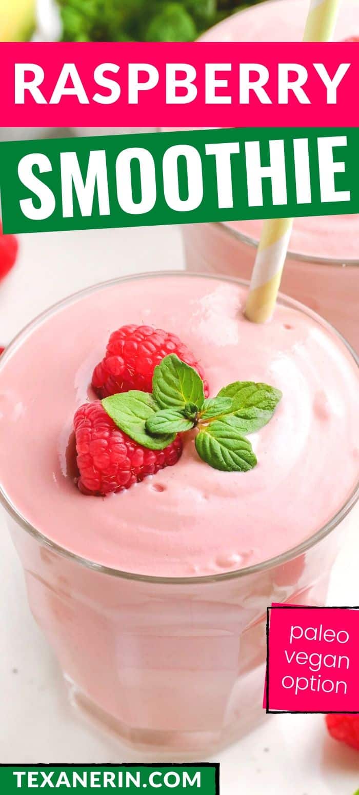 This raspberry smoothie is super thick thanks to bananas, avocado and yogurt and can also be made paleo and vegan by simply using coconut milk yogurt.