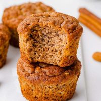 These almond flour banana muffins have a great texture, with just a little bit of added coconut sugar and there's also a vegan option. These paleo banana muffins won't disappoint!