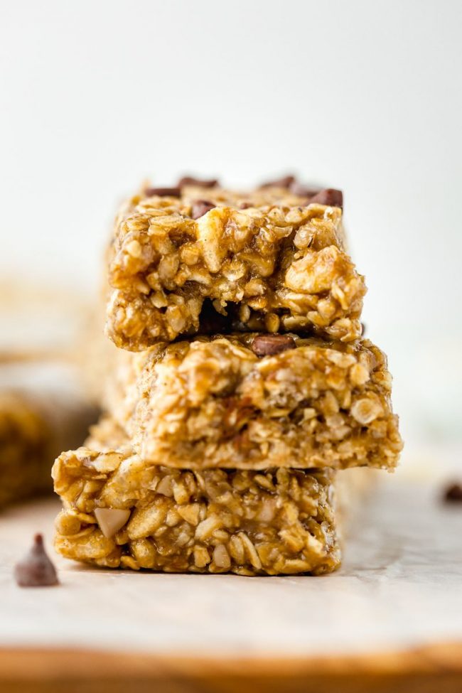 These gluten-free granola bars are easy to make, no-bake, vegan and can also be made nut-free.