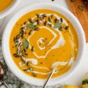 Pumpkin and Sweet Potato Soup (lots of fall flavor!)