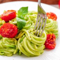 Avocado pesto on zoodles