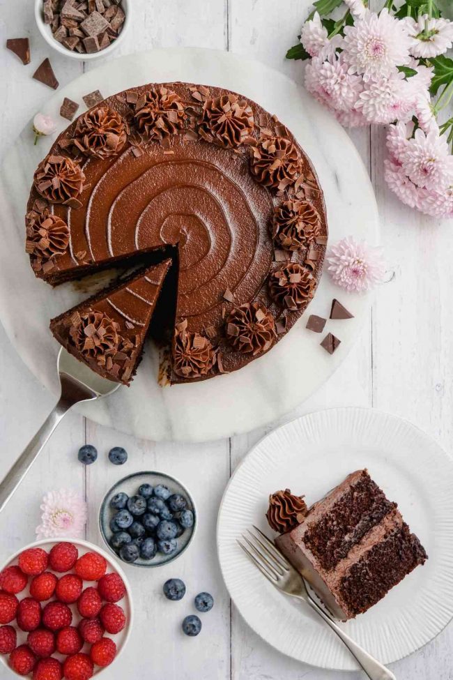Dairy-free Chocolate Cake - Super Easy, Moist, Fudgy - Texanerin Baking