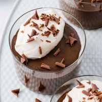 Keto chocolate pudding with whipped cream on top