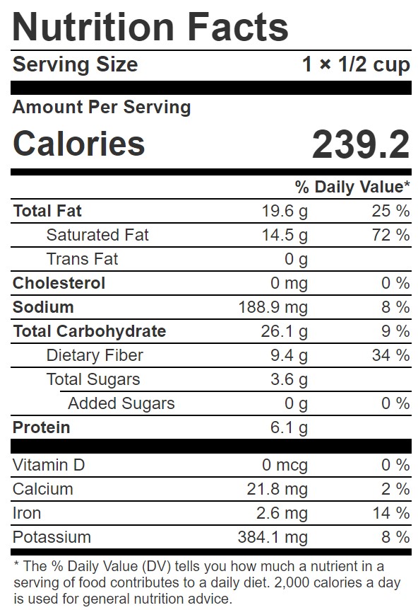 nutritional info for keto chocolate pudding