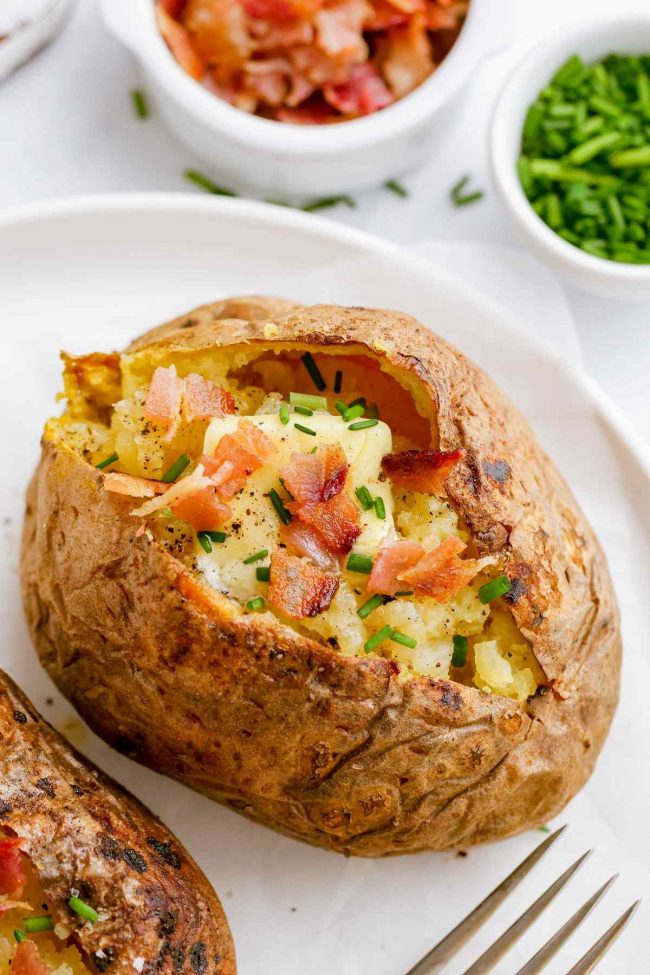 Air Fryer Baked Potatoes ~ crispy skin, fluffy in ~ A Gouda Life